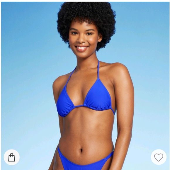 Wild Fable Blue Triangle Bikini Top Size Medium NWT - Picture 2 of 3